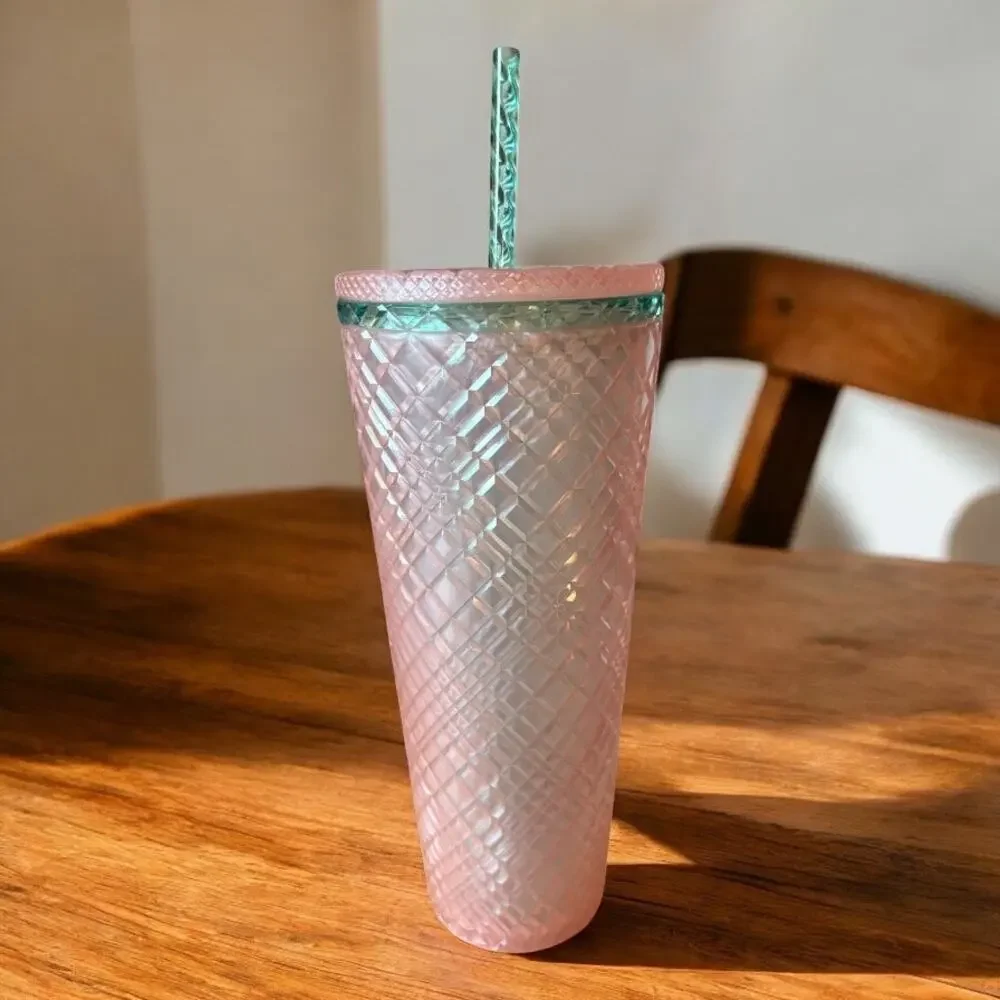 2023 STARBUCKS Summer Jeweled Pearl Pink Green Venti 24oz Cold Cup Tumbler